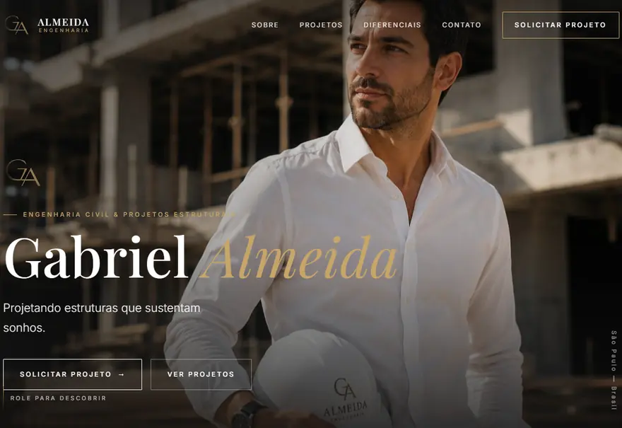 Site da Almeida Engenharia — projeto de web design da BoOris Lab
