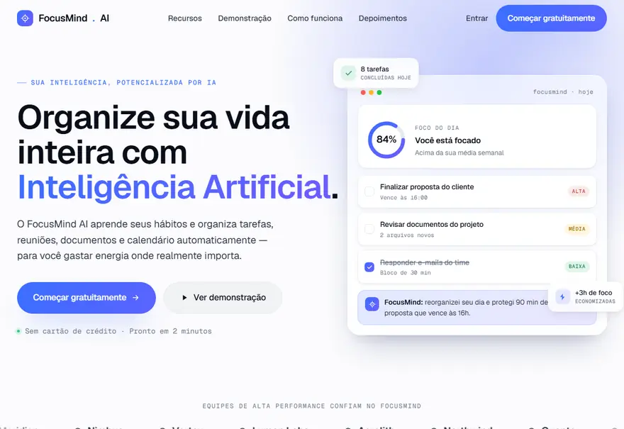 Site da FocusMind — Landing Page — projeto de web design desenvolvido pela BoOris Lab