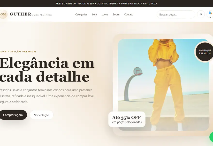 Site da Guther Modas desenvolvido pela BoOris Lab