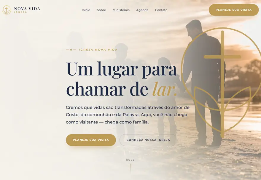Site da Igreja Nova Vida — Religioso · Institucional — projeto de web design desenvolvido pela BoOris Lab