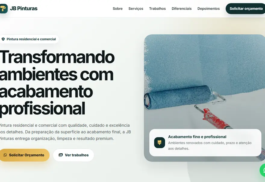 Site da JB Pinturas — Serviços · Pintura — projeto de web design desenvolvido pela BoOris Lab