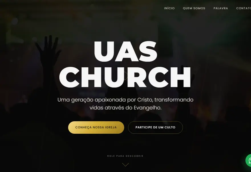 Site da UAS Church — Religioso · Institucional — projeto de web design desenvolvido pela BoOris Lab